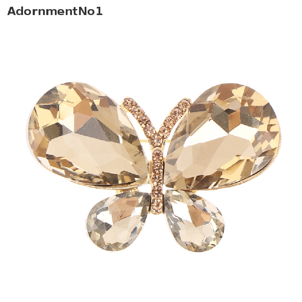 (AdornmentNo1) Bros / Pin Butterfly Aksen Kristal Untuk Aksesoris Wanita / Anak Perempuan / Kantor