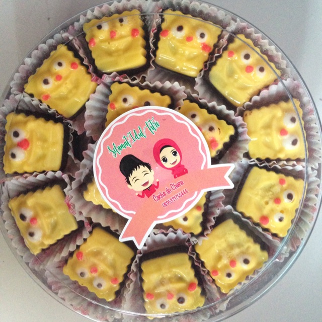 

coklat praline lebaran karakter sponge bob