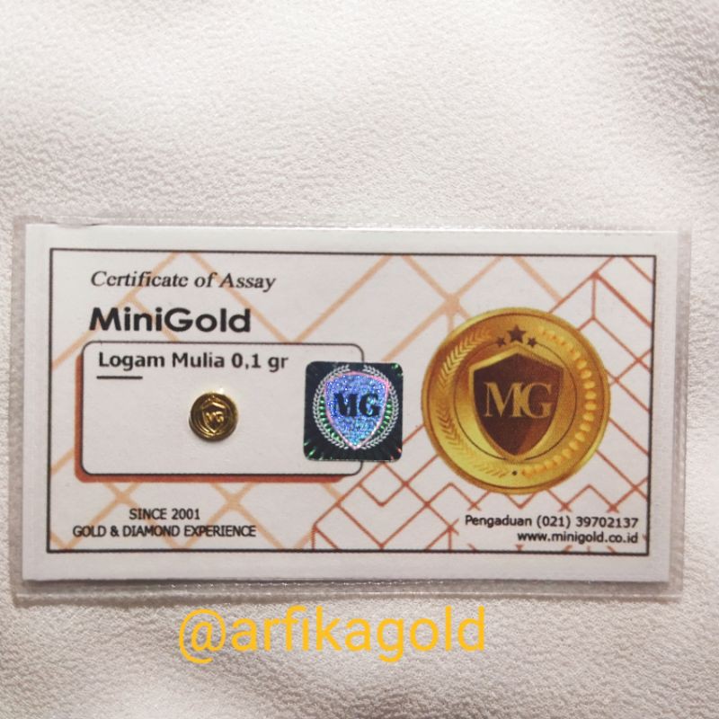 minigold 0.1 gram logam mulia emas mini 24 karat bersertifikat