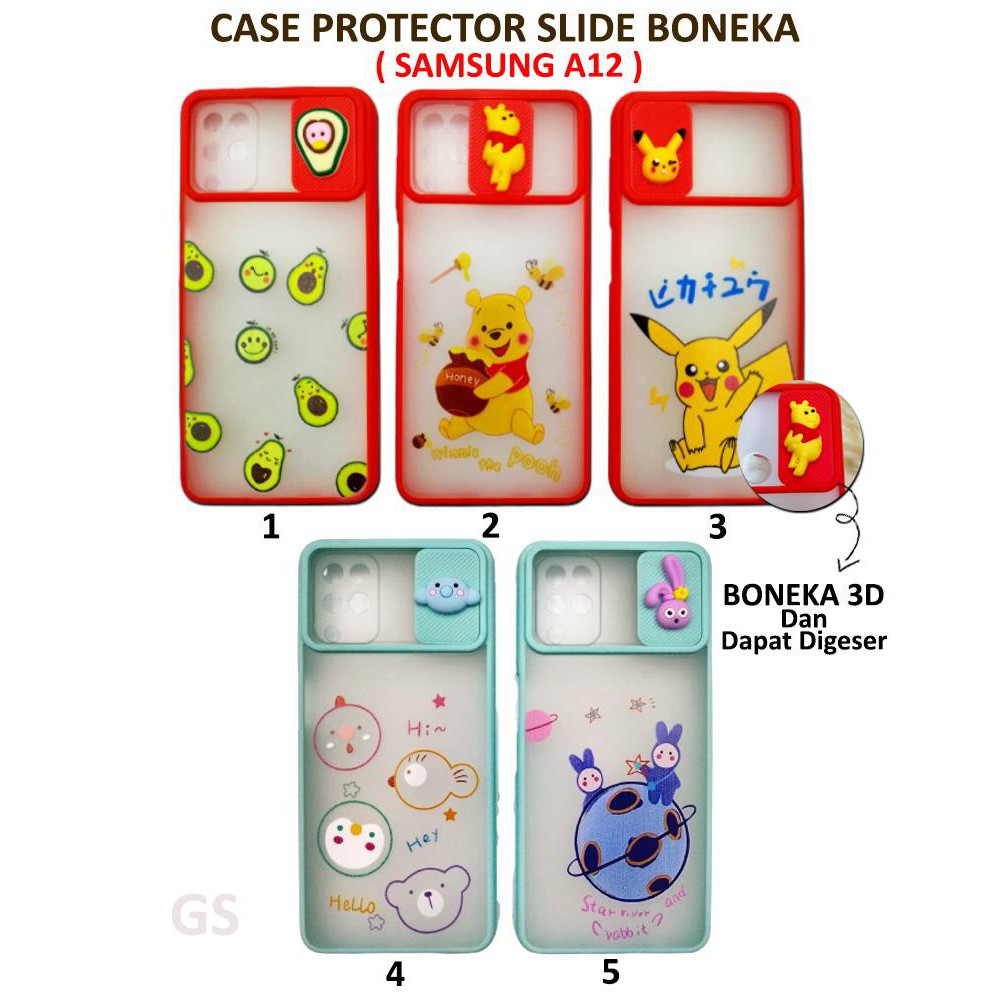 Case Terbaru SAMSUNG A12  Protector Slide Boneka  Protect Cover Lens