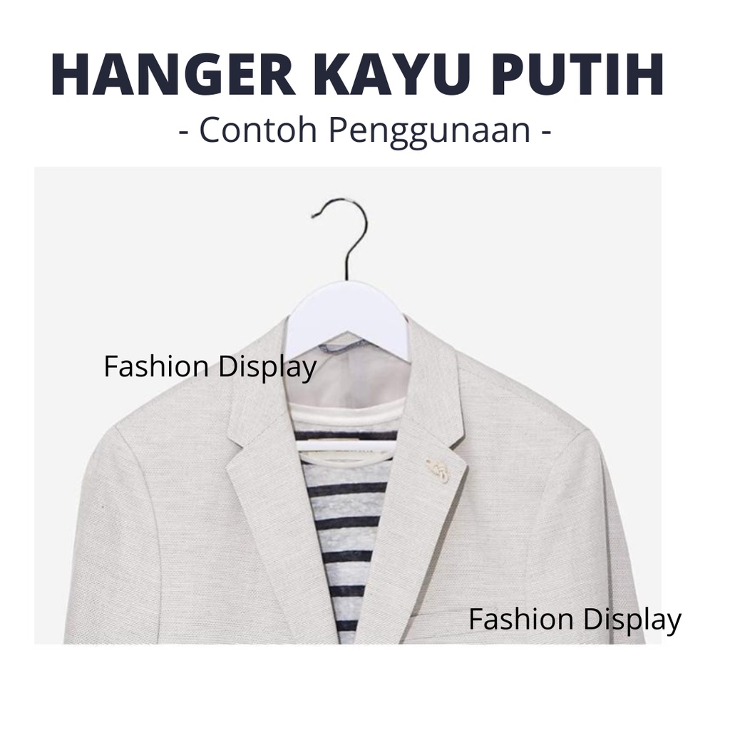 Hanger Kayu Natural Coklat Muda Gantungan Baju Distro Dewasa/Anak Hanger Kayu TEBAL(BH)