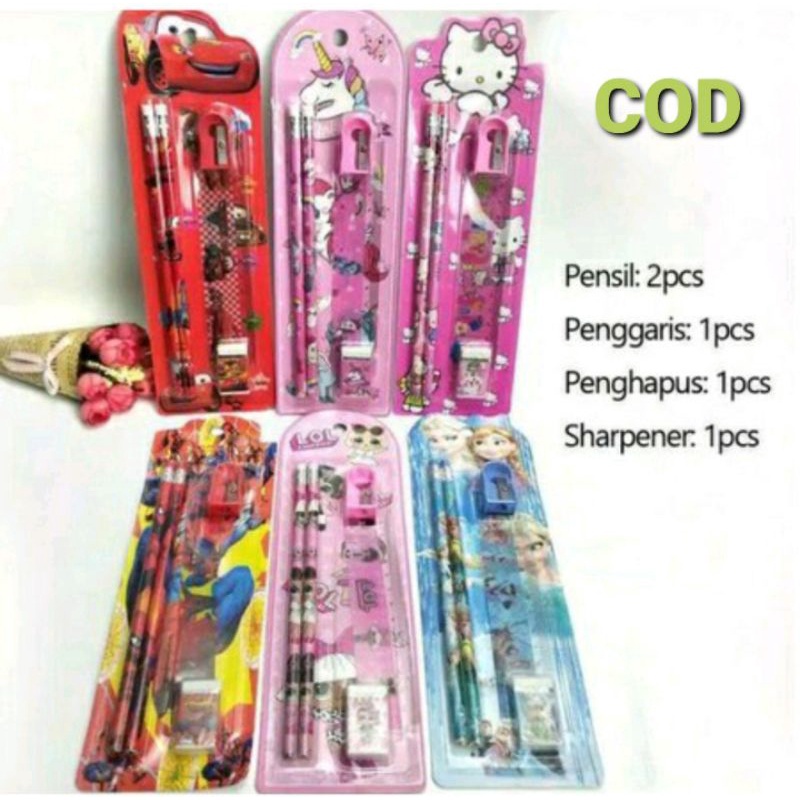 SET ALAT TULIS 5 IN 1 STATIONERY PENSIL ALAT TULIS SEKOLAH KARAKTER