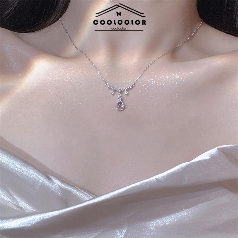 COD❤️Kalung Fashion Wanita All-match Niche Design Light Luxury Moonstone Water Drop Necklace Fashion Aksesoris Murah Jewelry Perhiasan