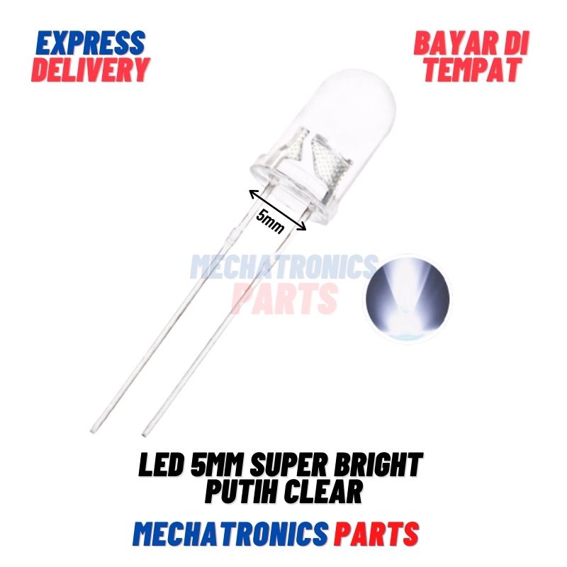 LED 5MM SUPER BRIGHT WHITE PUTIH CLEAR