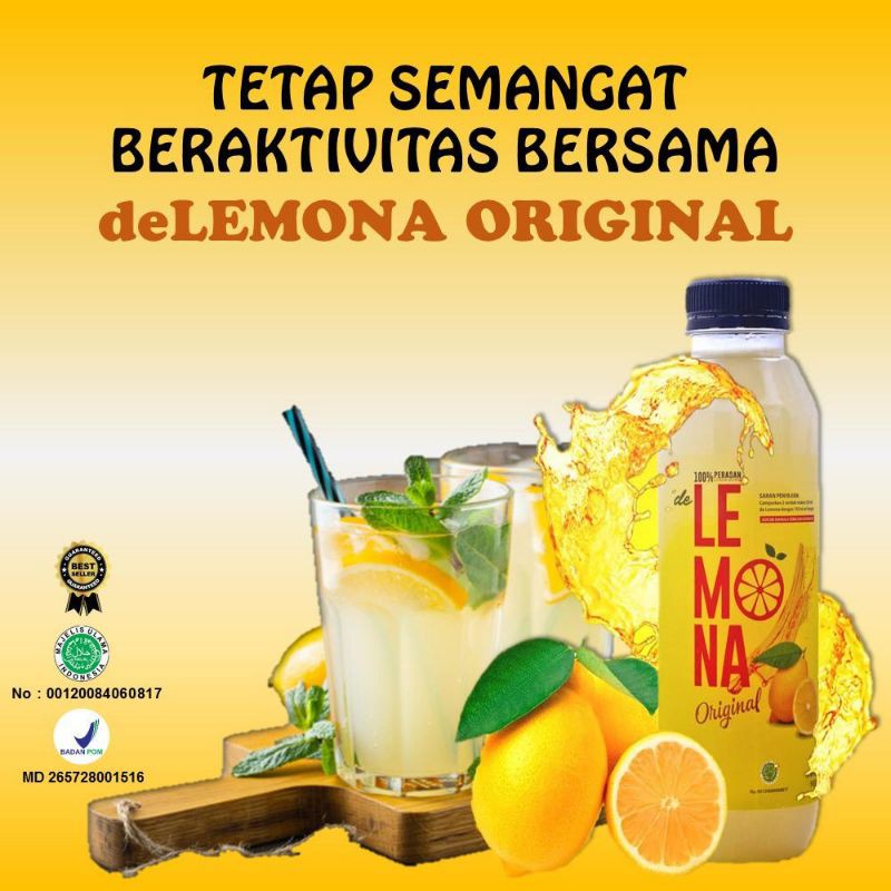 

deLEMONA, 100% Perasan/Sari Lemon Murni Original (Minuman Kesehatan), BPOM, HALAL MUI