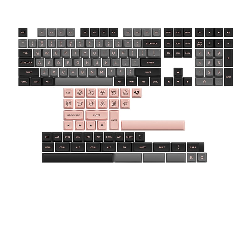 Akko Black &amp; Pink PBT Double Shot 154 set ASA Low Profile