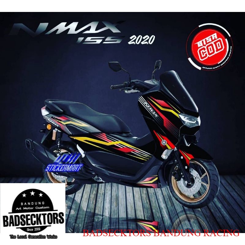 STICKER DECAL YAMAHA NMAX 155 2020 BLACK RED GOLD GRAFIS keren