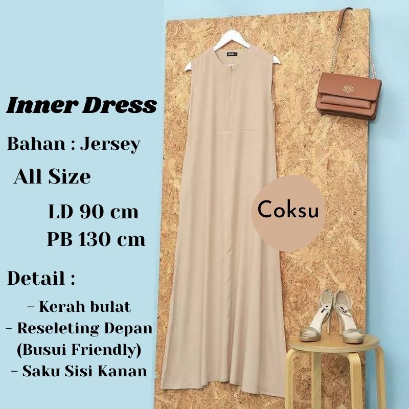 Inner Dress Tanpa Lengan Manset Polos Inner Dress Hitam Inner Tanpa Lengan Inner Panjang Busui Inner Panjang Span Inner Lengan Pendek Inner Panjang Polos Inner Dress Termurah Inner Dalaman Baju Inner Dress Bahan Jersey  FH11