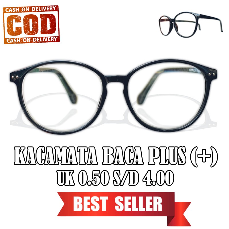 Kacamata Baca Plus (+) Wanita Pria Frame Oval Reading Glasses Kaca mata Plus Kacamata Rabun Dekat