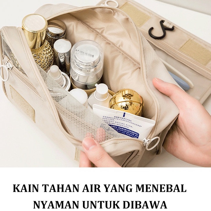 Tas Cuci Kait Tas Penyimpanan Kosmetik Portabel Berkapasitas Besar Multi-fungsi Genggam