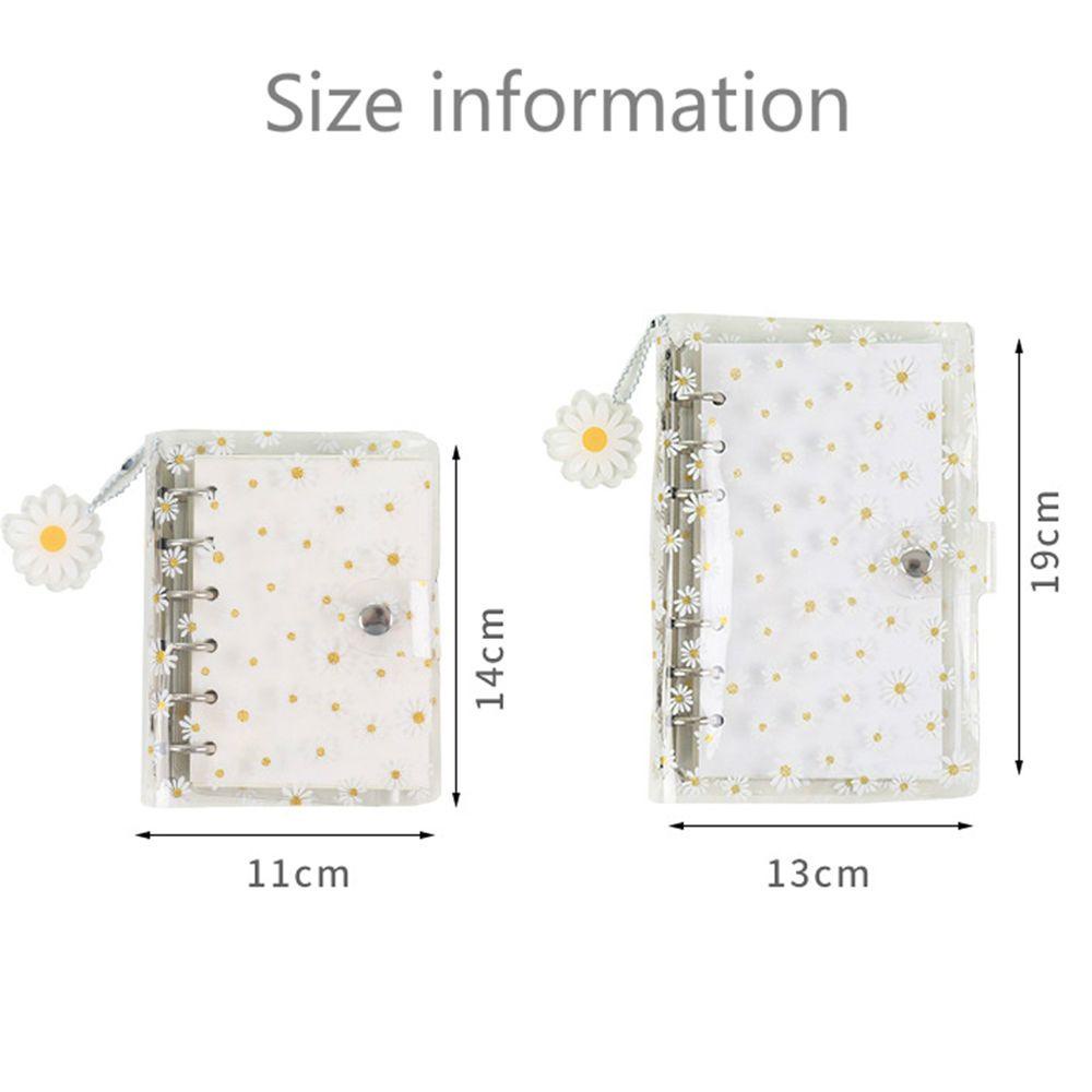 AUGUSTINA Office Supplies Daisy Notebook Binder School Supplies Binder File Folder Kawaii Little Daisy Transparent Student Stationery A6/A7 Soft Shell 6 Rings Binder Loose Leaf Ring Literary Binder