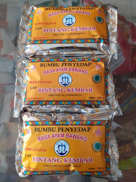 

Bumbu Tabur penyedap Rasa Ayam Bawang Cap Bintang Kembar