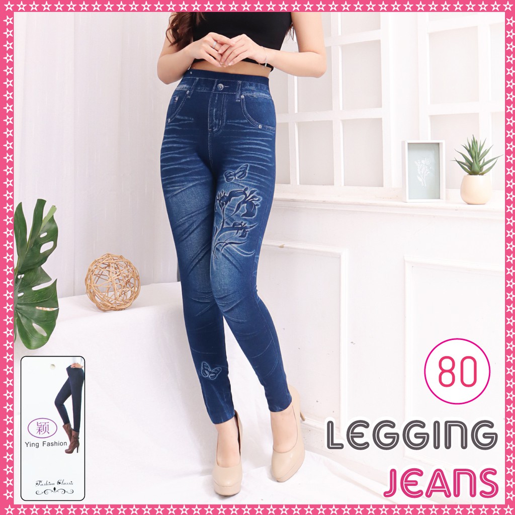 Koleksi Legging Jeans Wanita [ motif 80 - 99] / Leging JEANS import / Celana Legging Jeans / legging wanita import