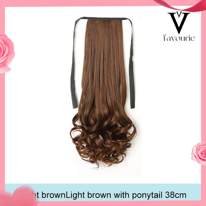 [COD]Wig Ponytail Panjang Keriting Lace-up Jenis Gelombang Besar Realistis Potongan Wig Alami-FA