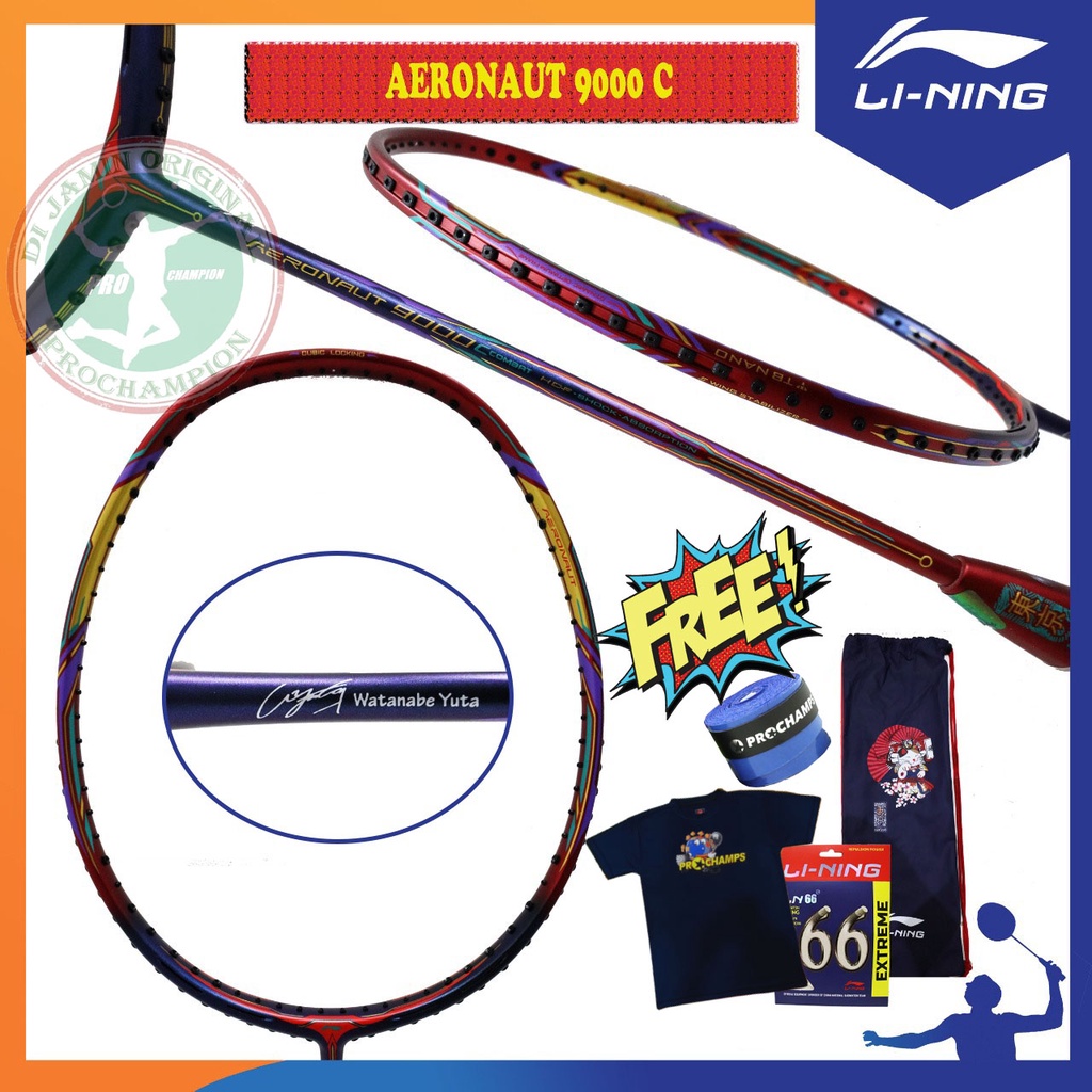 Lining Aeronaut 9000 C Combat Yuta Watanabe Raket Badminton Original