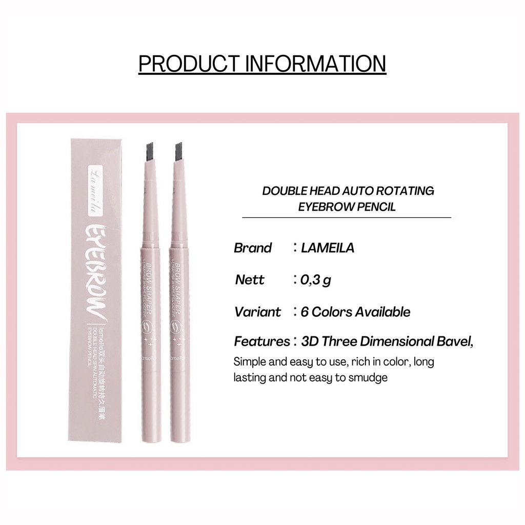 [ORIGINAL] Pensil Alis Lameila double head spin automatic eyebrow pencil seri 752/auto eyebrow pencil/pensil alis/pensil alis lameila