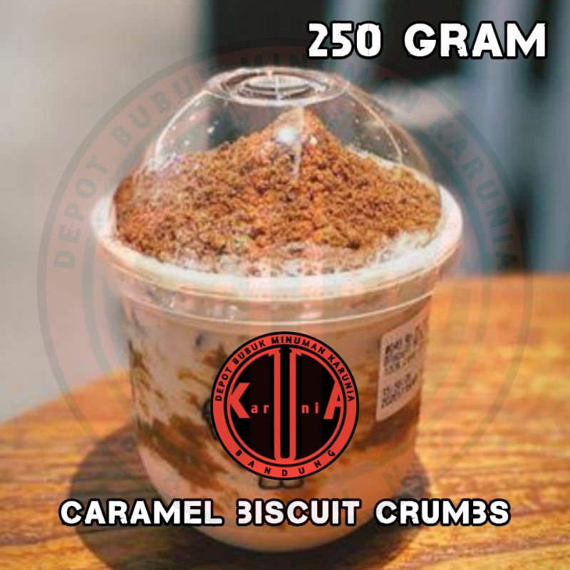 Topping Caramel Biscuit Crumbs Crumble 250 Gram / Remahan Biskuit Rasa Karamel untuk Topping Minuman Bubble Drink