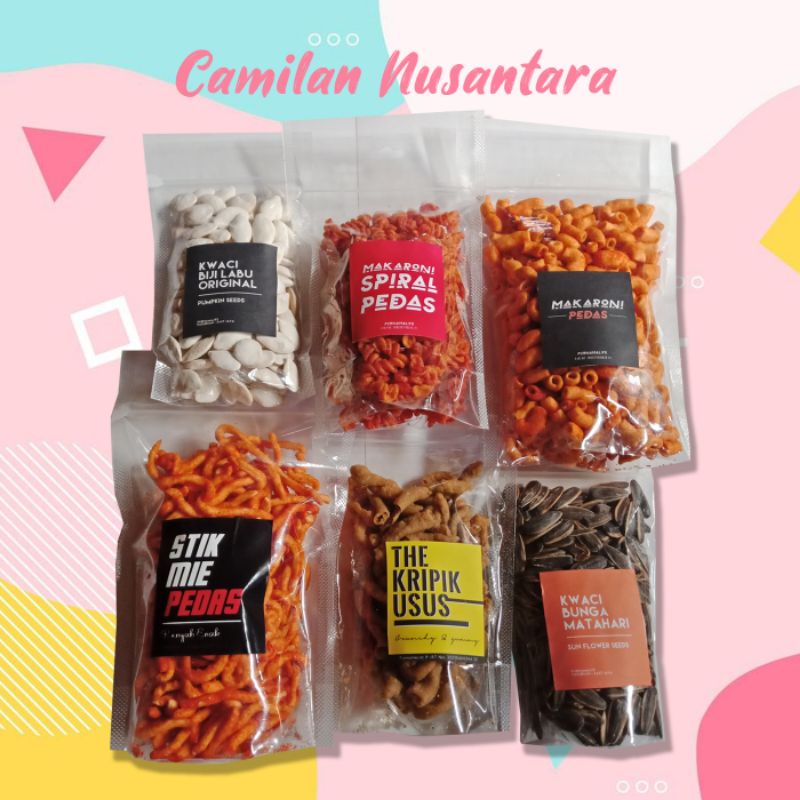 

Camilan makaroni spiral pedas stik mie kripik usus kuaci bunga matahari kwaci putih buah labu