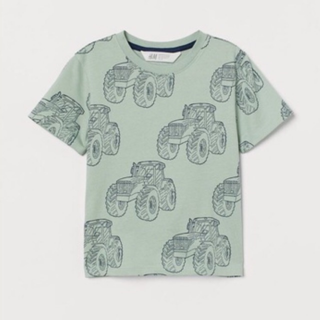 H&M Tshirt boy Green Tractors