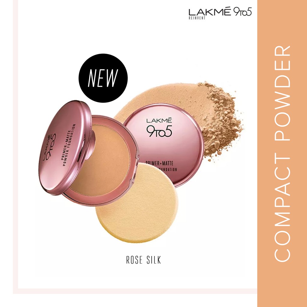 Lakme Make Up Bedak Primer Matte Powder Foundation Rose Silk 9to5 Bedak