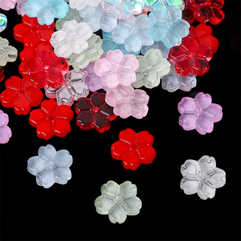 20pcs Manik-Manik Kaca Bentuk Bunga Ukuran 11mm Untuk Membuat Perhiasan Handmade DIY