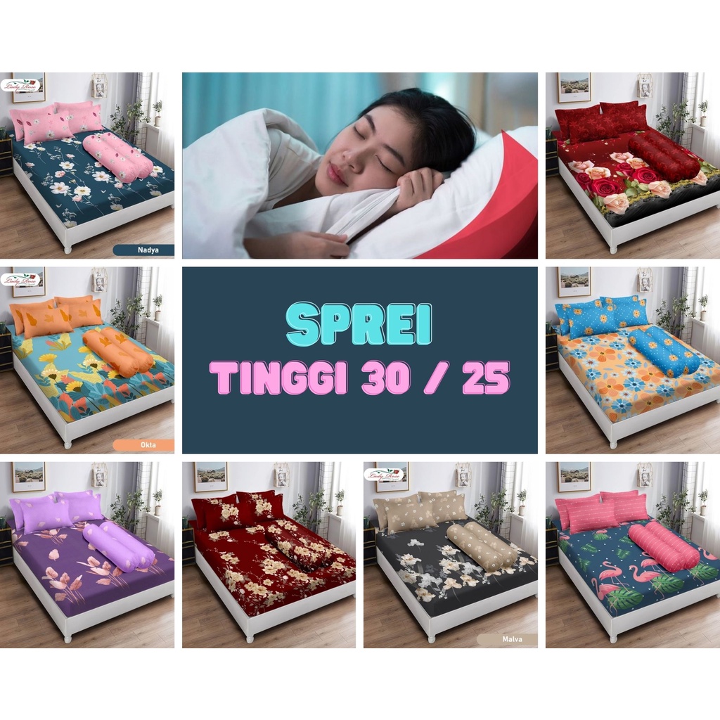Sprei Queen Lady Rose Tinggi 30 / 25 Seprei uk. 160x200 140x200 145x200 150x200 Terlaris Motif Bunga