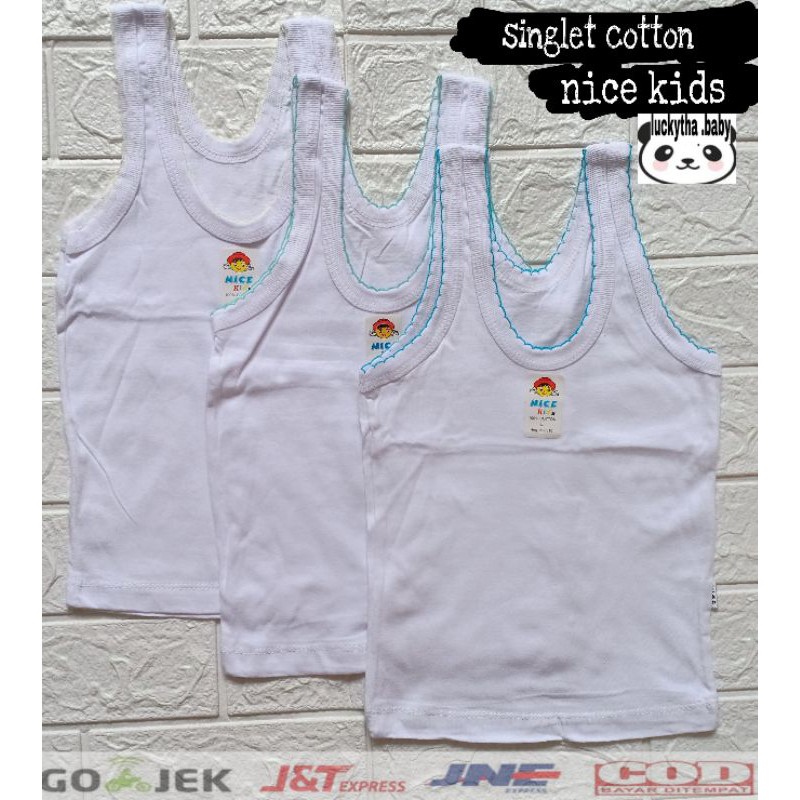 3pc_NICE KIDS singlet bayi cotton s.m.l.xl / kaos kutang bayi 100%cotton/ singlet nice kids