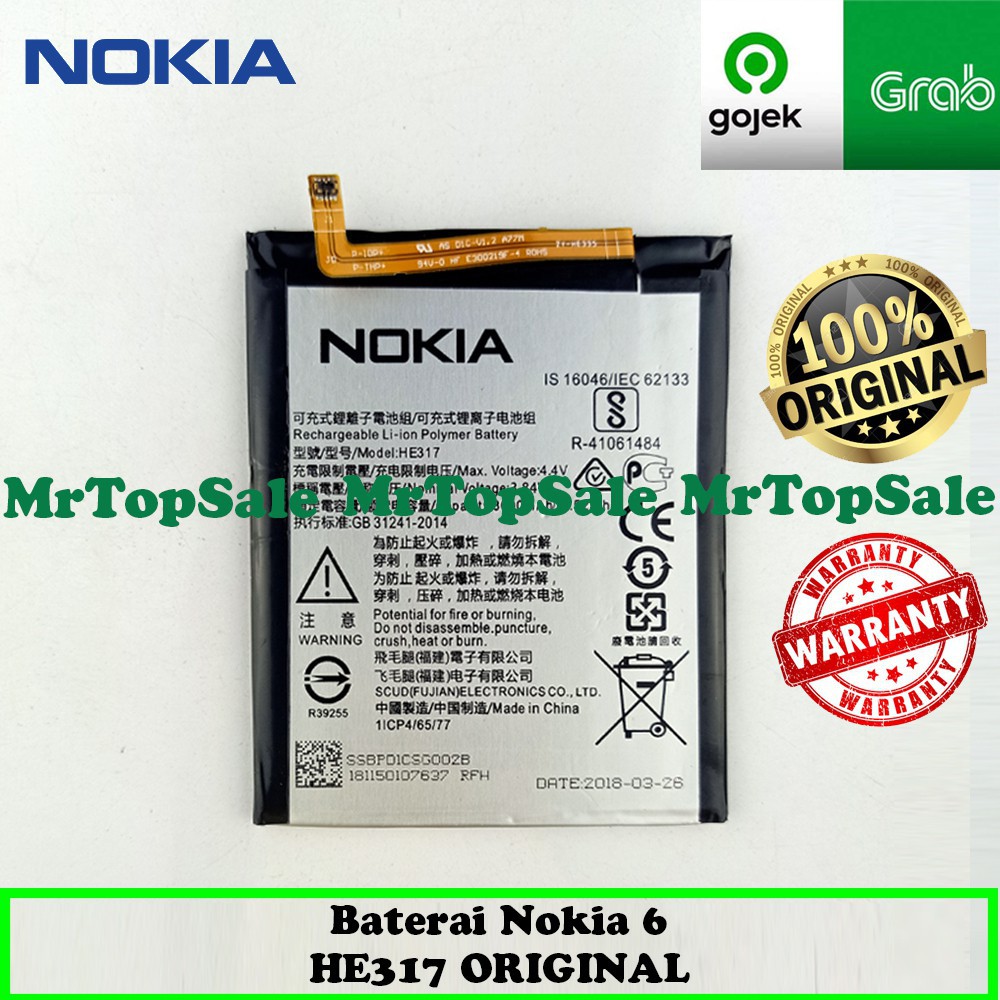 Baterai Nokia 6 / HE316 / TA-1021 / TA-1033 / TA-1000 / TA-1003 / TA-1025 TA-1039 ORIGINAL