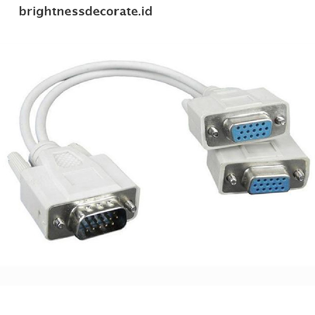 Kabel Adapter Splitter 15pin Vga Male Ke 2 Vga Svga Female Untuk Monitor