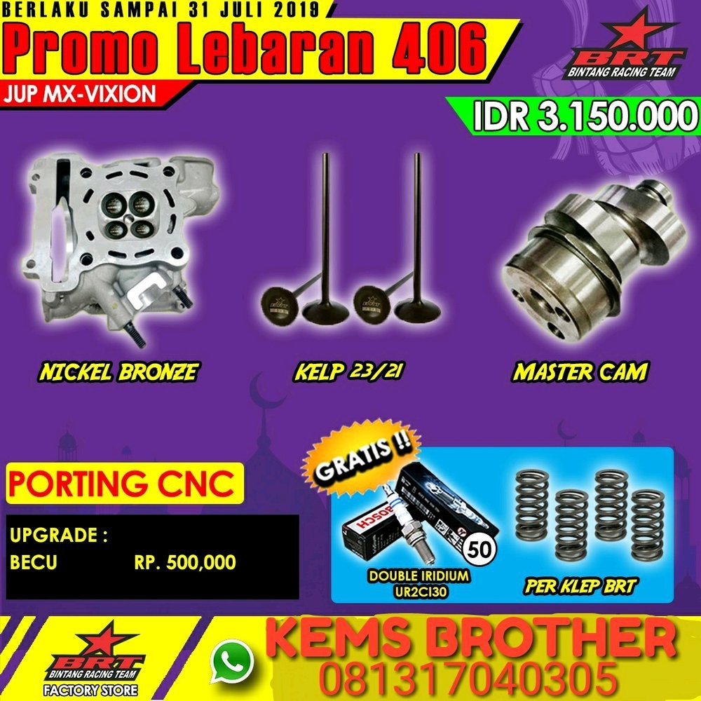 HEAD MX OLD BRT klep 23 dan 21 PORTING CNC TORNADO JKS6106