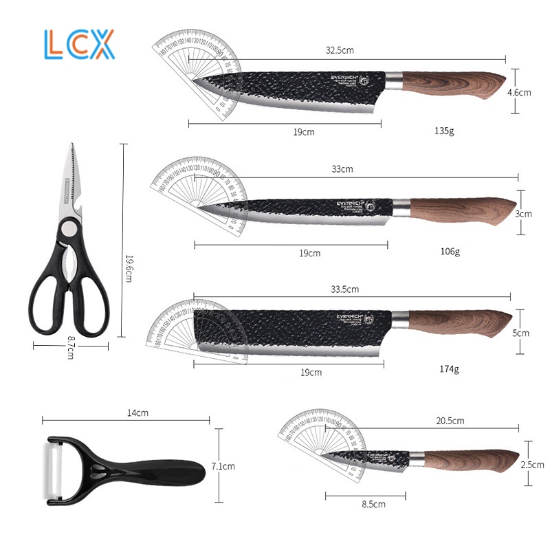 LCX PISAU SET 6 PCS / Poenscae KITCHEN KNIFE SET / Tajam Pisau Dapur Set VS-1848