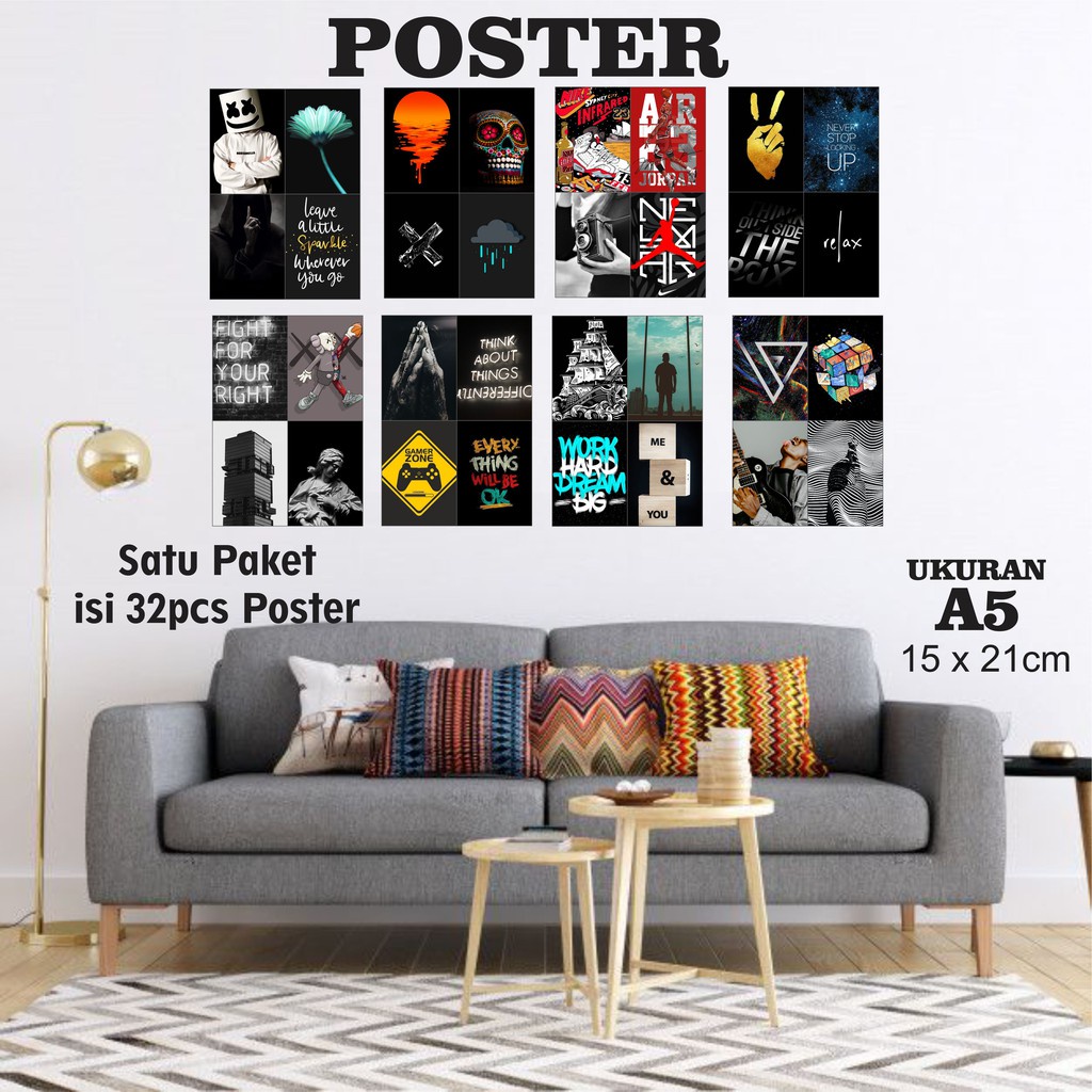 Poster Dinding Dekorasi Kamar Aesthetic Tema Black Seri 3 Poster Kamar Cowok Aesthetic