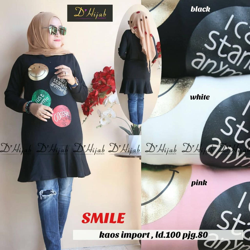 Kaos Import Smile By DHijab Shopee Indonesia