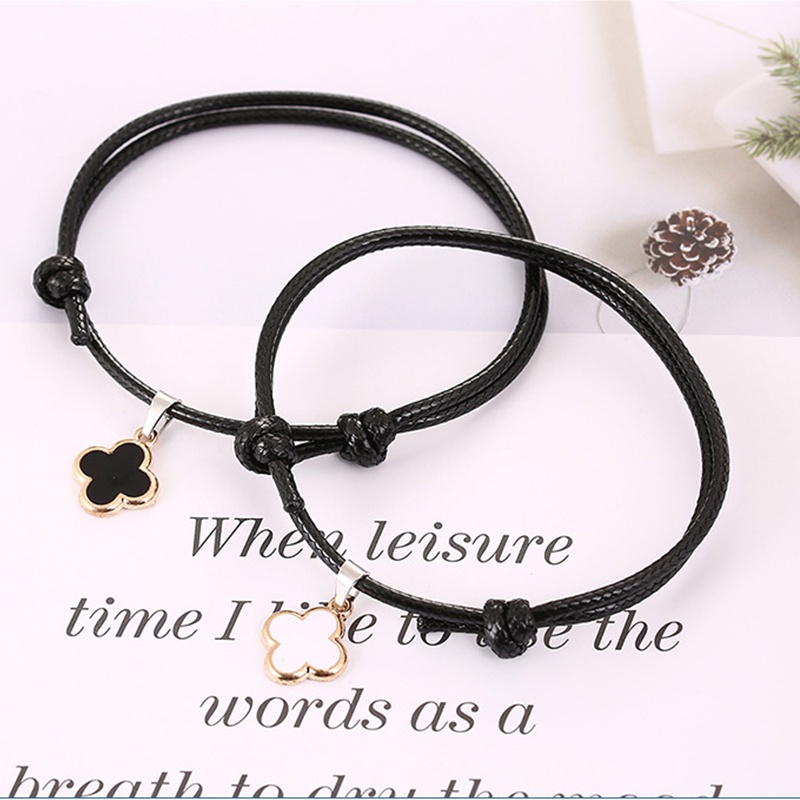 2 Pcs/1 Set Perhiasan Indah Sederhana Gelang Fashion Semanggi Warna Polos Gelang Wanita