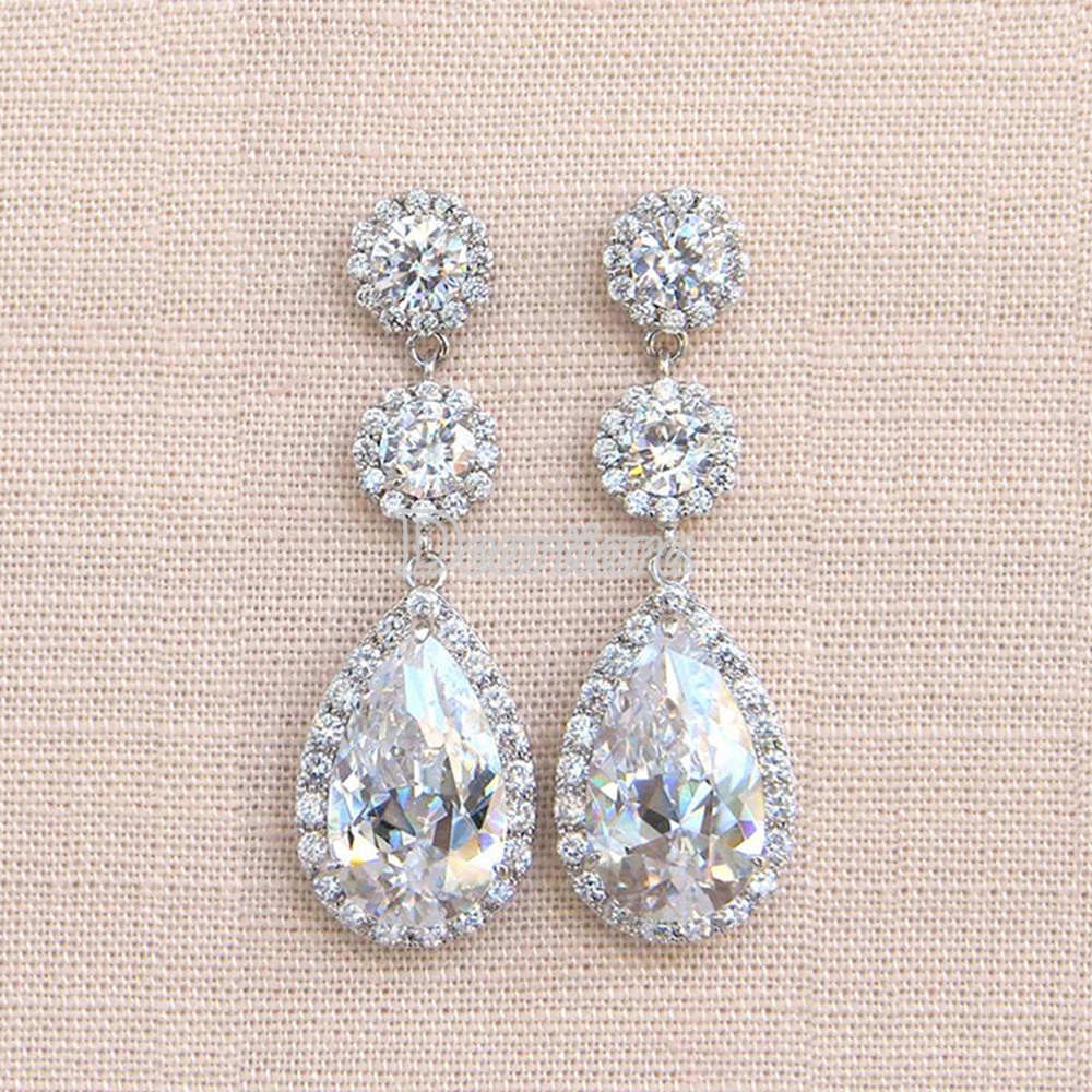 Anting Bentuk Water Drop Bahan Zircon Untuk Wanita