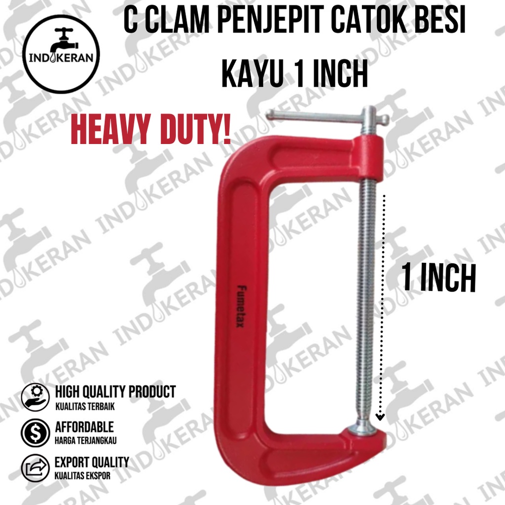 INDOKERAN - C Clamp / Klem C Penjepit Catok Besi Kayu - 1 Inch