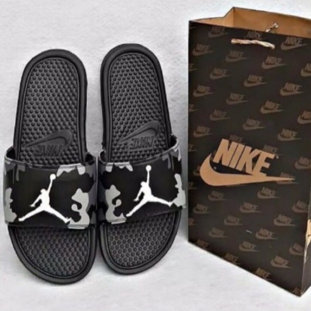 Sandal Pria Wanita NK Benassi Swoosh Air Jordan - Sandal Flip Flop - Sandal Slip On - Sandal Slide P