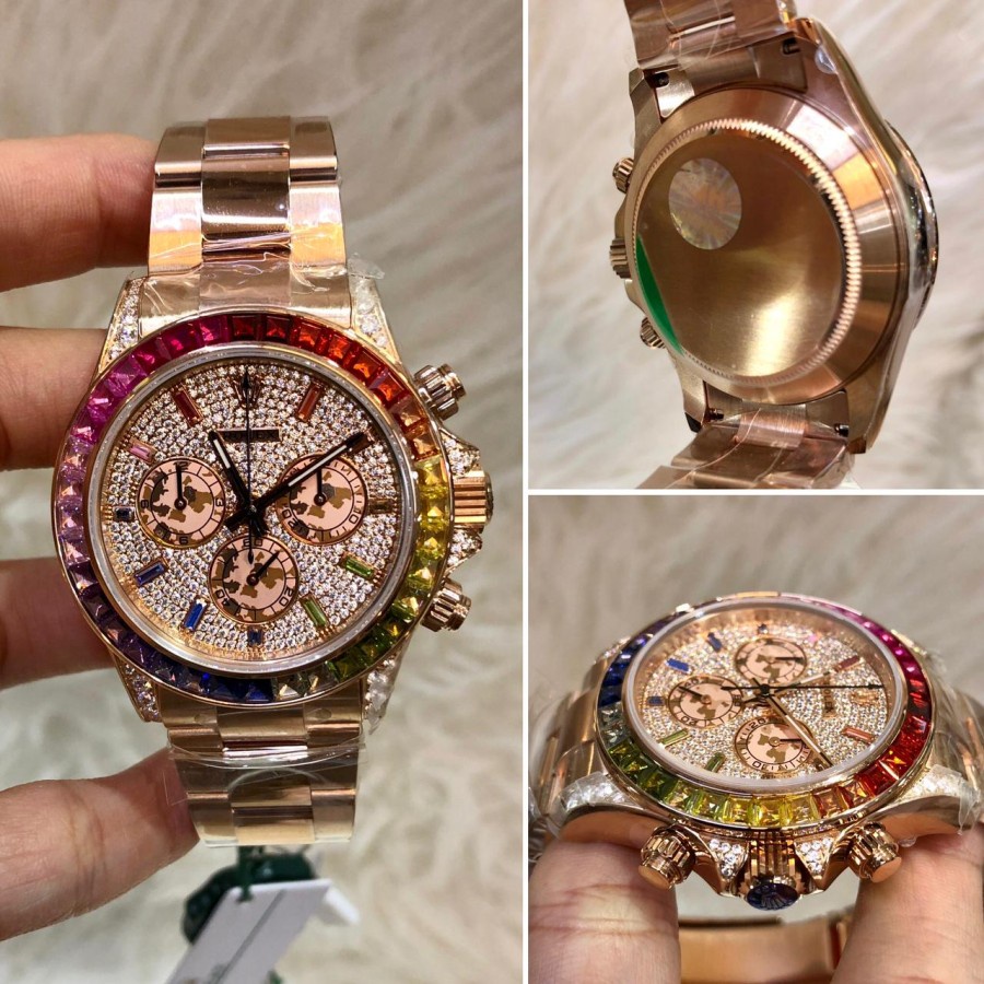 ROLEX DAYTONA JH 1:1 ROSEGOLD RING DIAMOND Rainbow 1:1