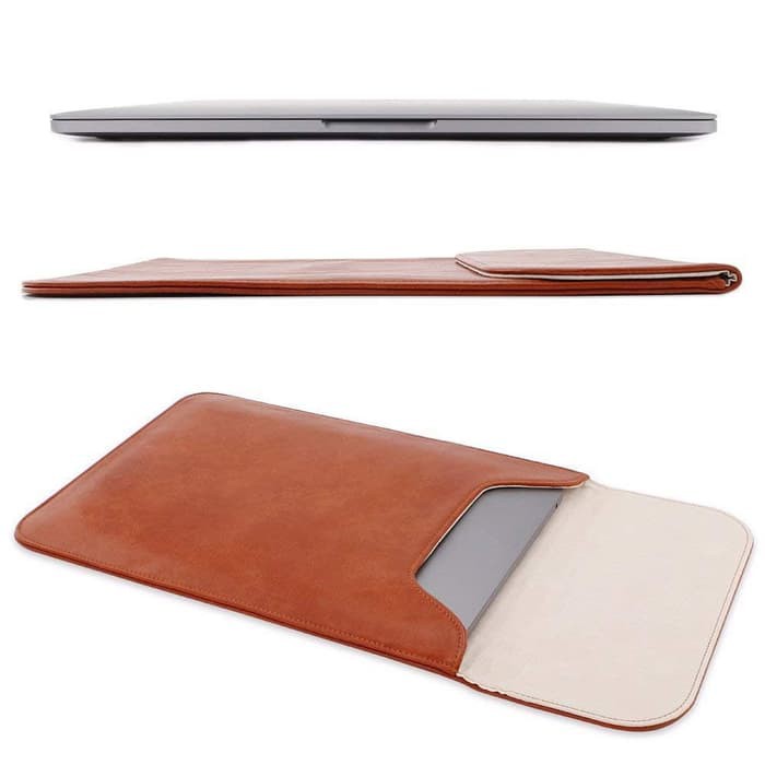 Tas Laptop Sleeve Case For Macbook Air 13'' Leather Softcase Waterproof - Brown