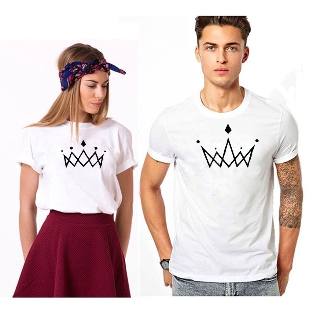 kaos couple motif terbaru harga per 1kaos tshirt pasangan simple keren fashionable Pentagram king Qu