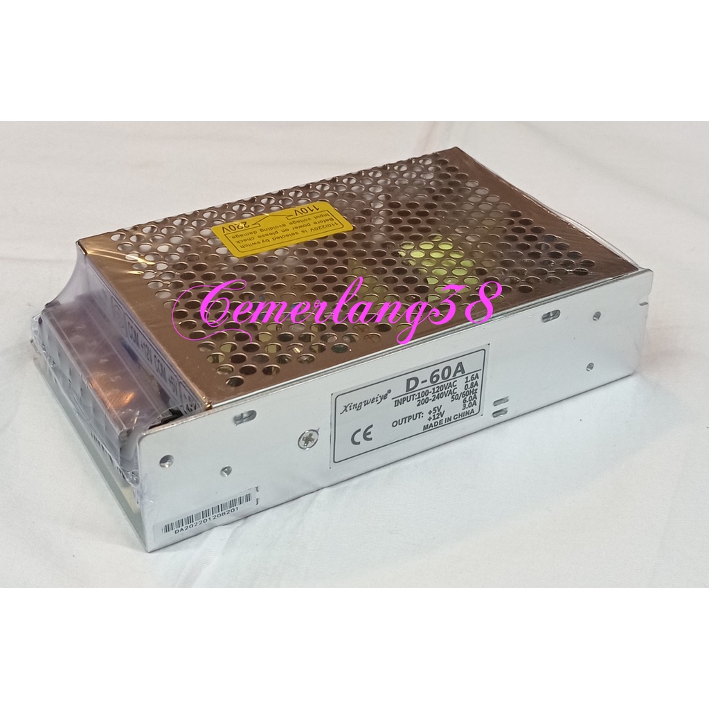 D60A Double +5V 6A +12V 3A / Dual Output Switching Power Supply +5 V 6 A +12 V 3 A