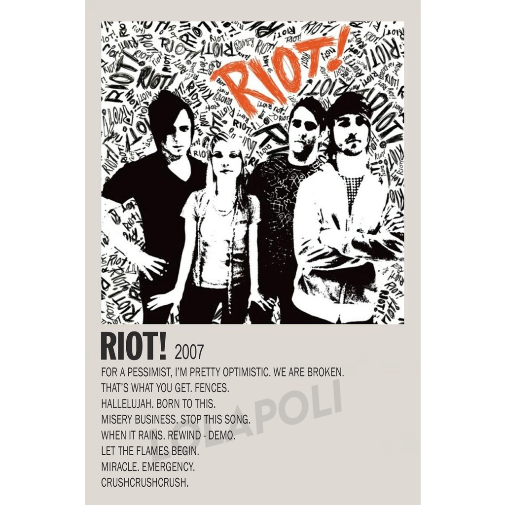 Poster Cover Album Riot! - Paramore