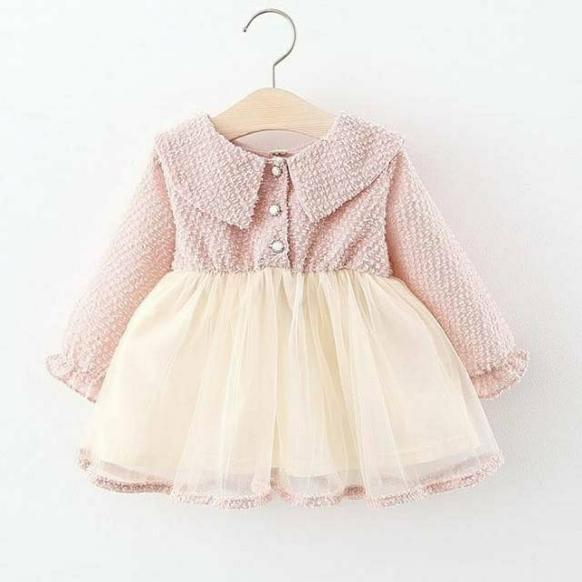 Dresa tile bayi perempuan tangan panjang/dress baby import model korea anak /snowflakes dress