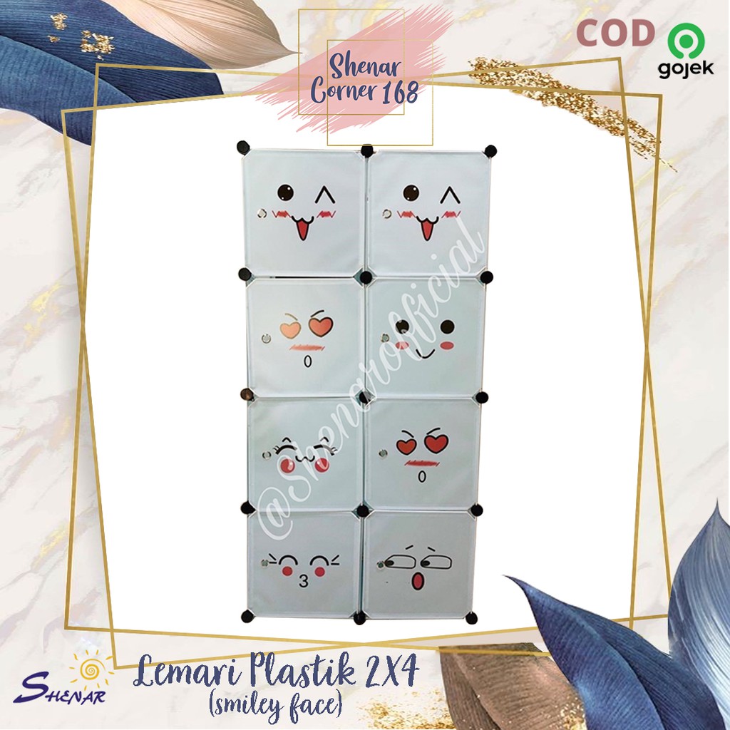 SHENAR LEMARI PLASTIK SUSUN (2X4) 8 KOTAK PORTABLE BAJU PAKAIAN ANAK BAYI MOTIF KEROPPI DORAEMON / LEMARI 2 PINTU SERBAGUNA / RAK BAJU CELANA BUKU TAS , SHENARCORNER168