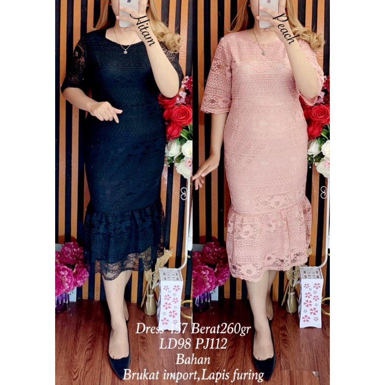 FYB 457//DRESS DUYUNG BRUKAT LENGAN PENDEK PAKAIAN WANITA MIDI DRESS PREMIUM