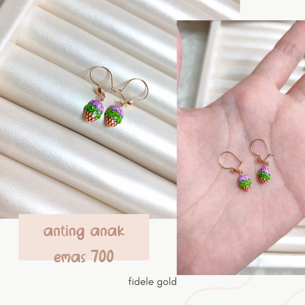 Anting anak emas tua kado anting bayi 0,5 graman emas kuning toko emas