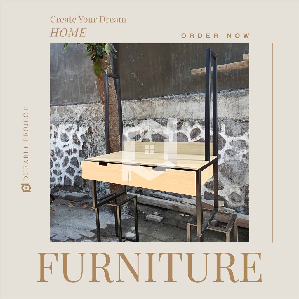 MEJA INDUSTRIAL / MEJA KOMPUTER / MEJA BELAJAR / MEJA KERJA / MEJA LAPTOP / INDUSTRIAL MINIMALIS