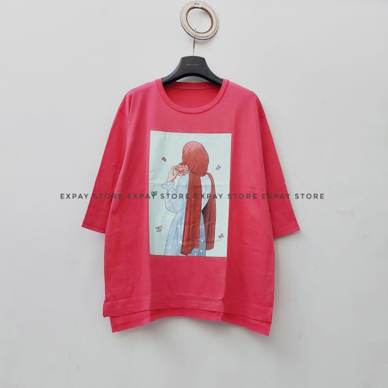 Kaos siku 7/8 kaos tumbIr top loose OVERSIZE Model panjang belakang