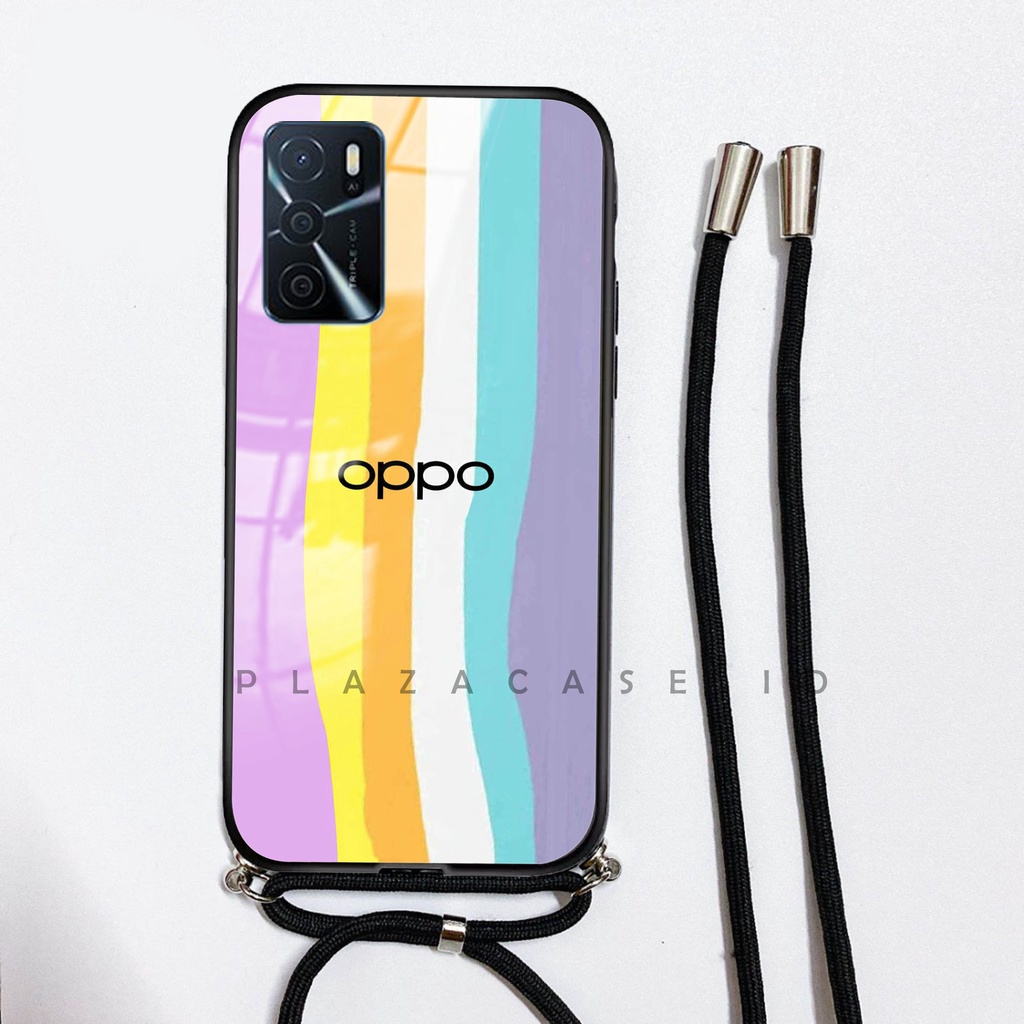 Softcase Glass Kaca + Tali - K108 -  For Oppo A54 A16 A15 A5S RENO 5 RENO 5F RENO 6 - Case Lucu - Case Oppo A54 - Casing Hp Oppo A16 - Casing Hp Oppo A15 - Kesing Oppo A5S - Softcase RENO 5 - Casing RENO 5F - Sarung Hp RENO 6 4G - Case A54 - Plazacase