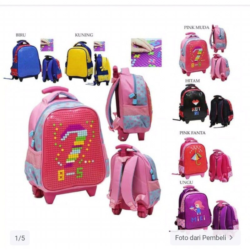 Tas Lego Troli TK Trolley Ransel Pixel Powa Tas Sekolah Tas Backpack